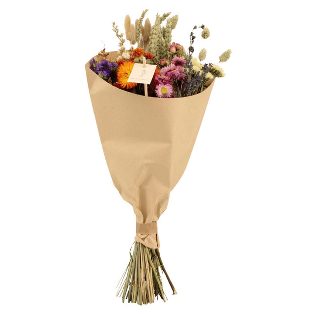 Droogbloemen Field Bouquet Multi - Kleurrijk boeket met gedroogde bloemen in diverse kleuren, hoogte 40 cm, diameter 30 cm, voor een levendige en onderhoudsvriendelijke decoratie.